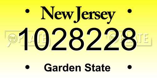 1028228 New Jersey License Plate