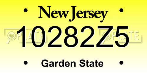 10282Z5 New Jersey License Plate
