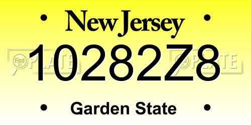 10282Z8 New Jersey License Plate