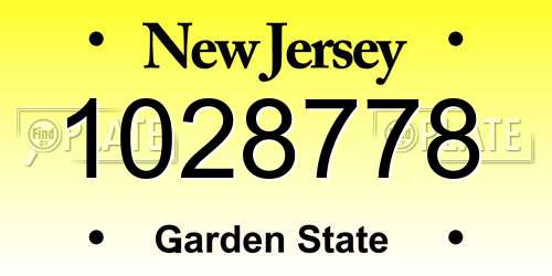 1028778 New Jersey License Plate
