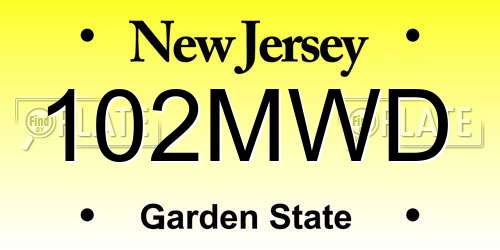 102MWD New Jersey License Plate