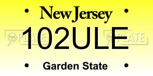 102ULE New Jersey License Plate