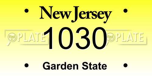 1030 New Jersey License Plate