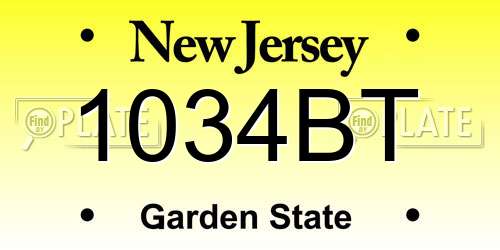 1034BT New Jersey License Plate