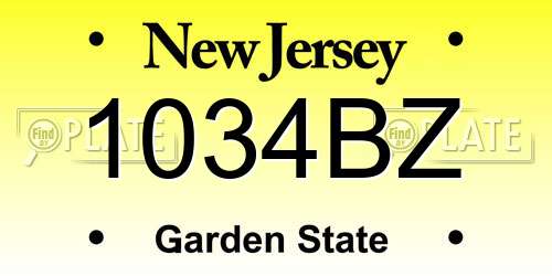 1034BZ New Jersey License Plate