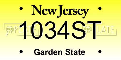 1034ST New Jersey License Plate