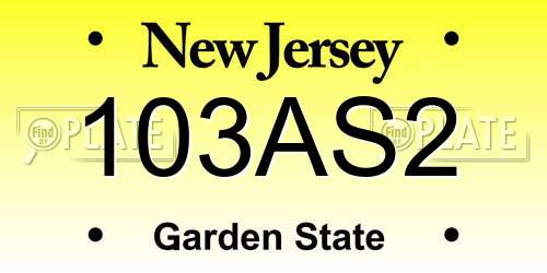 103AS2 New Jersey License Plate