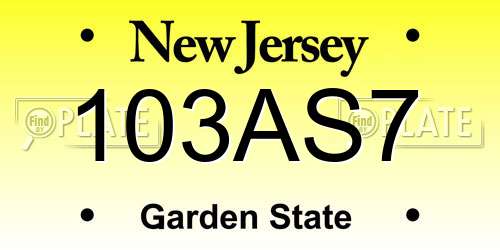103AS7 New Jersey License Plate
