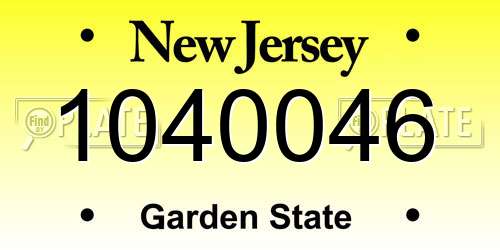 1040046 New Jersey License Plate