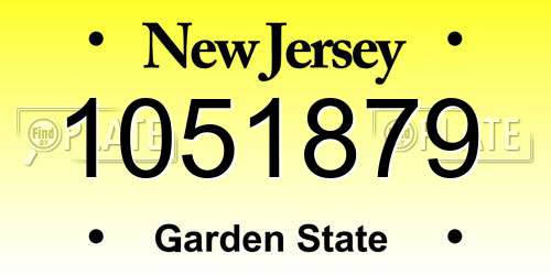 1051879 New Jersey License Plate
