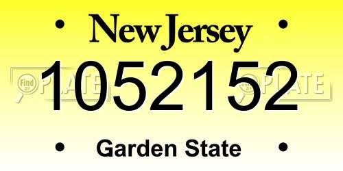 1052152 New Jersey License Plate