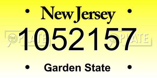 1052157 New Jersey License Plate