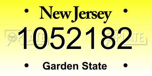 1052182 New Jersey License Plate