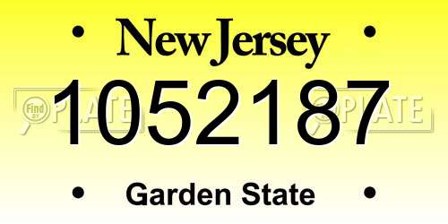 1052187 New Jersey License Plate