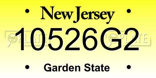 10526G2 New Jersey License Plate