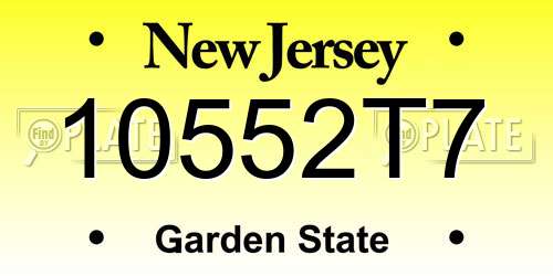 10552T7 New Jersey License Plate