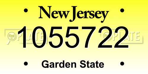 1055722 New Jersey License Plate