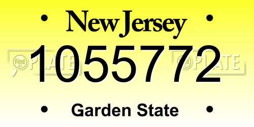 1055772 New Jersey License Plate
