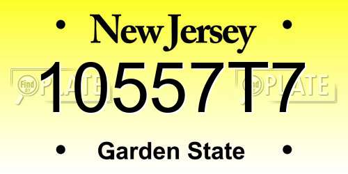 10557T7 New Jersey License Plate