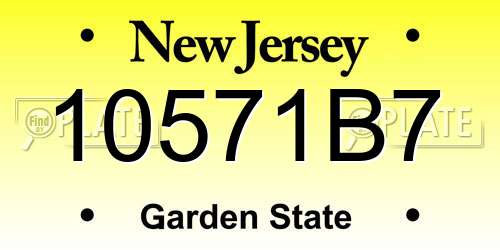 10571B7 New Jersey License Plate