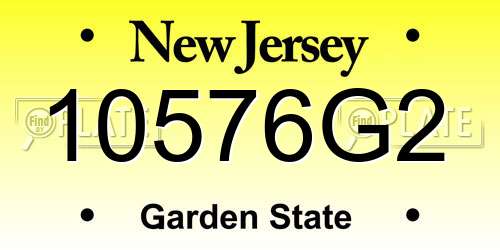 10576G2 New Jersey License Plate