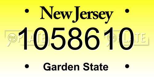 1058610 New Jersey License Plate