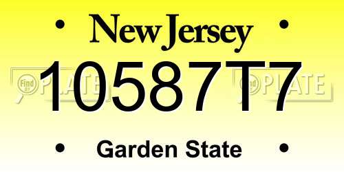 10587T7 New Jersey License Plate