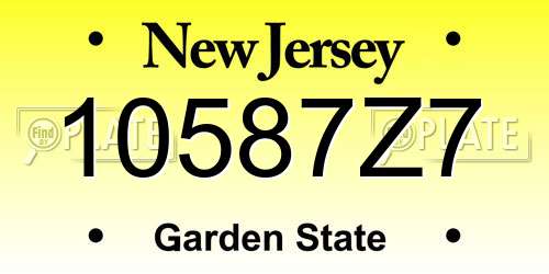 10587Z7 New Jersey License Plate