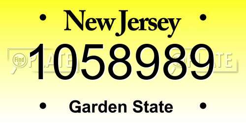 1058989 New Jersey License Plate