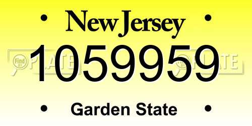 1059959 New Jersey License Plate