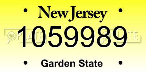 1059989 New Jersey License Plate