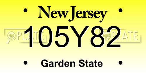 105Y82 New Jersey License Plate