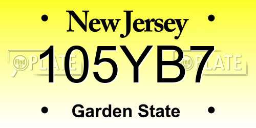 105YB7 New Jersey License Plate