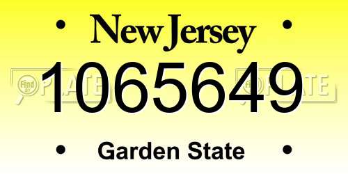 1065649 New Jersey License Plate