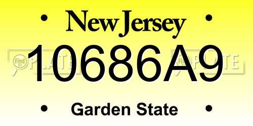 10686A9 New Jersey License Plate