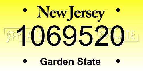 1069520 New Jersey License Plate