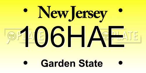 106HAE New Jersey License Plate