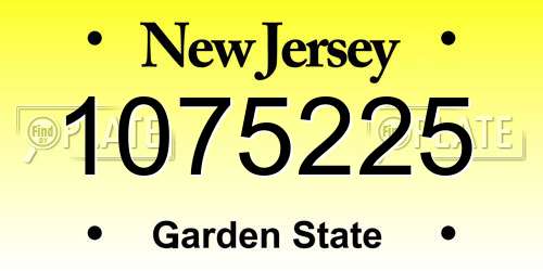 1075225 New Jersey License Plate
