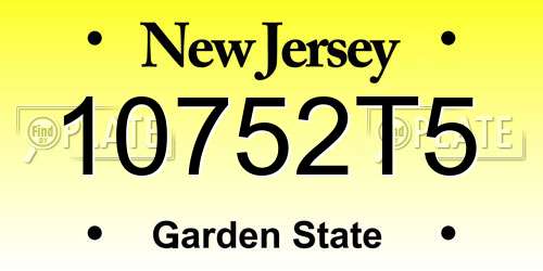 10752T5 New Jersey License Plate