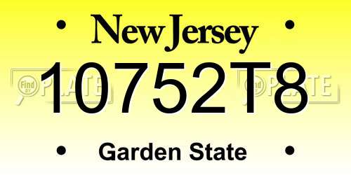 10752T8 New Jersey License Plate