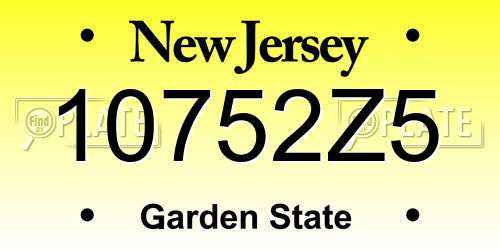 10752Z5 New Jersey License Plate