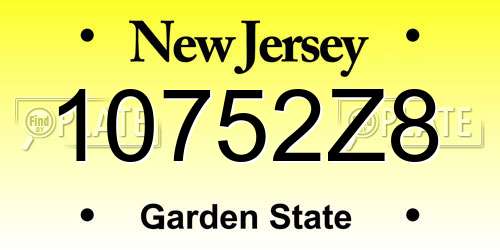10752Z8 New Jersey License Plate