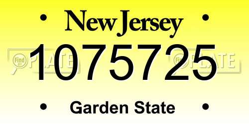 1075725 New Jersey License Plate