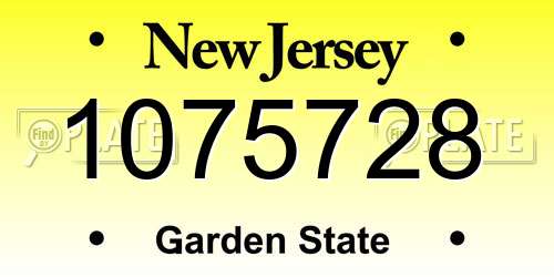 1075728 New Jersey License Plate
