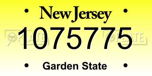 1075775 New Jersey License Plate