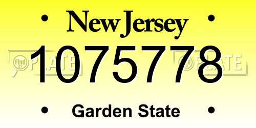 1075778 New Jersey License Plate