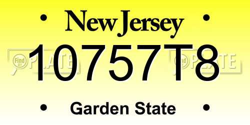 10757T8 New Jersey License Plate