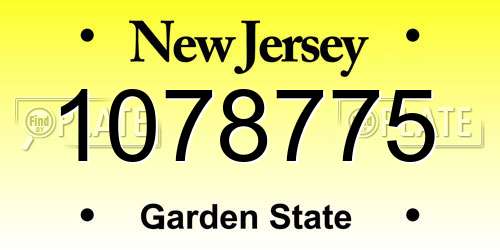 1078775 New Jersey License Plate