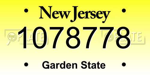 1078778 New Jersey License Plate