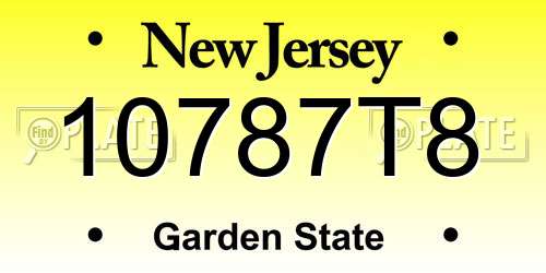 10787T8 New Jersey License Plate